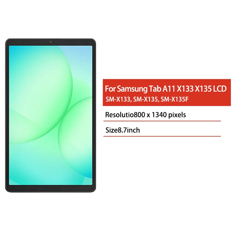8.7 Inch For Samsung Tab A11 X130 X133 X135 LCD Display Touch Screen Digitizer Assembly SM-X133 SM-X135 Display Replacement
