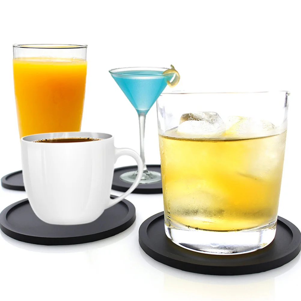 

5Pcs Round Silicone Cup Mat Creative Heat Resistant Placemat Thick Table Mat Kit for Home Kitchen Household Cup Coaster