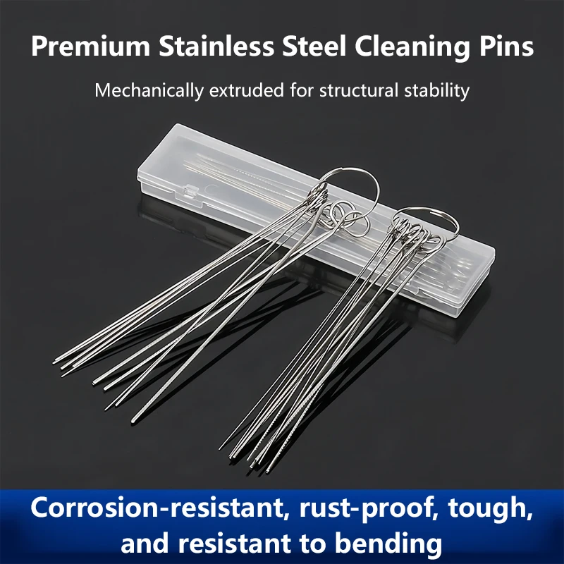10 Stainless Steel Cleaning Needle Shower Heads of Various Sizes, Gas Stove Outlets, Wipers, Sewer Cleaning Kit Tools