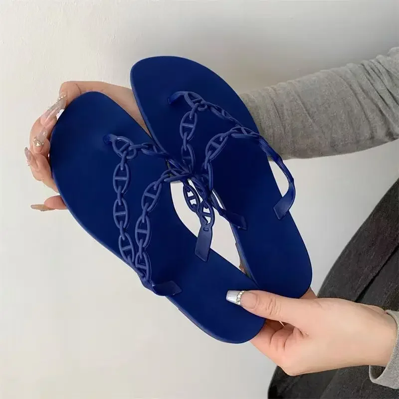2025 Summer Women Slippers Bow Flip Flops Rivet Flats Sandals Outdoor Transparent Crystal Beach Shoes Female Open Toe Shoes image 3
