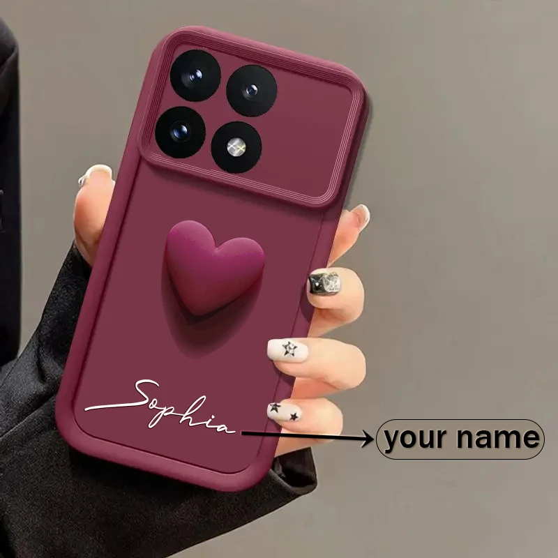 For Xiaomi Poco X6 Pro 5G Personalized Custom Name Case 3D Love Heart Candy Bumper Cover Xiaomi PocoX6 Pro 5G