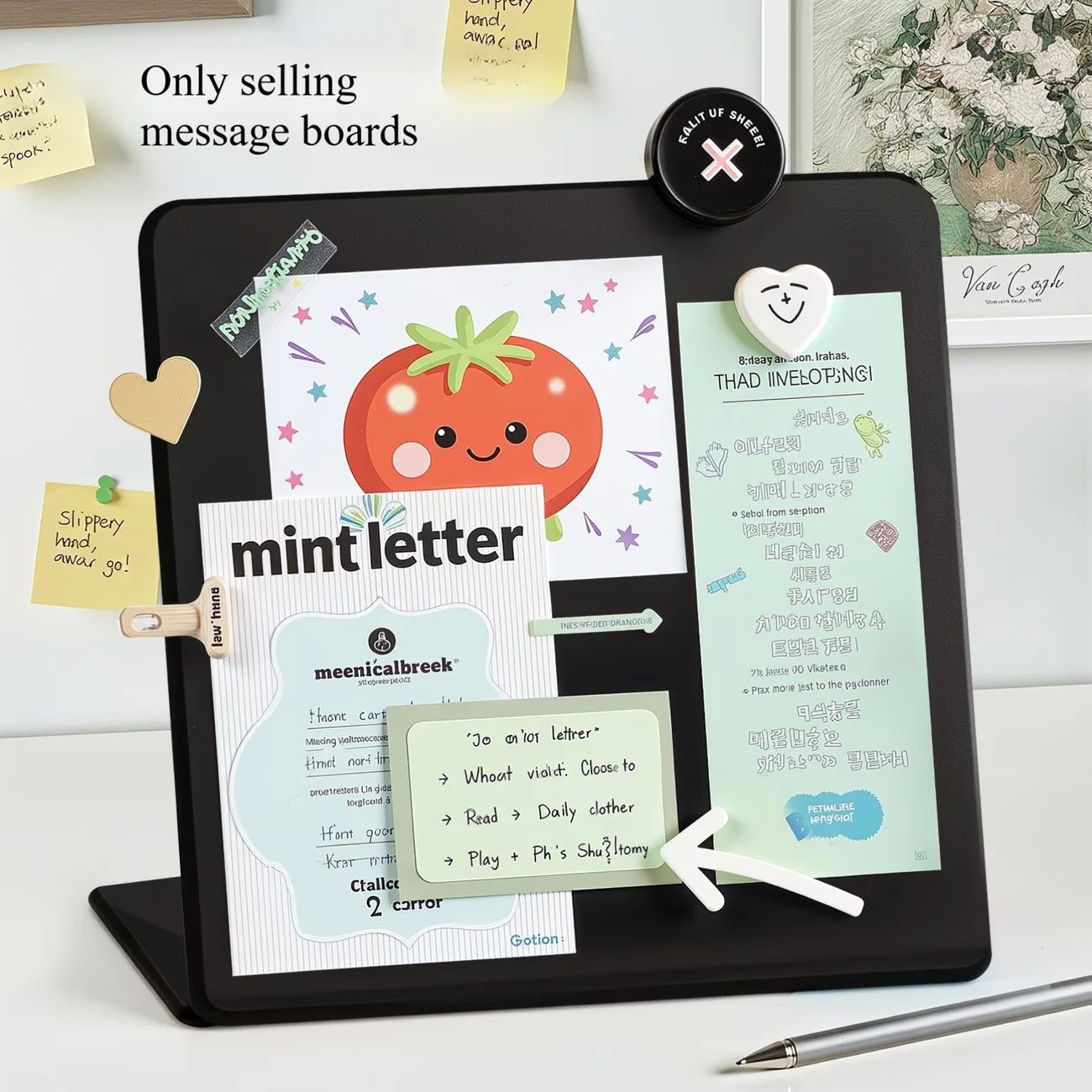 Desktop message board, small blackboard, home standing erasable notepad, solid color office memo