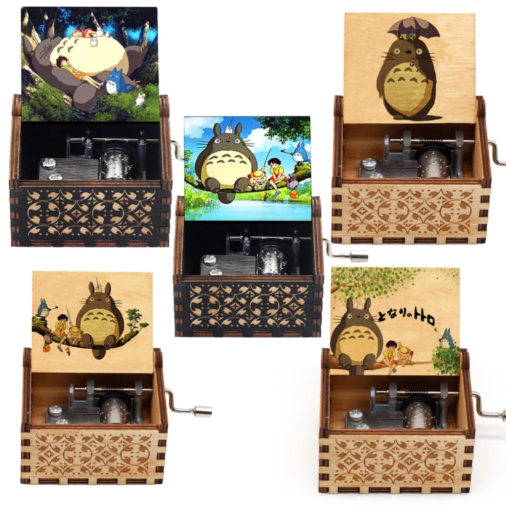 

Японская музыкальная шкатулка с ручным управлением в стиле аниме, твердая древесина, античная резная деревянная музыкальная шкатулка с рукояткой, фигурка, подарок на Рождество и день рождения