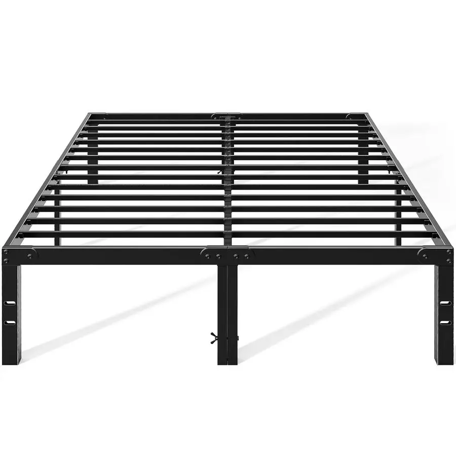 

Металлическая кровать King-size высотой 14 дюймов с местом для хранения, не требует пружинного блока, с прочной стальной решеткой, выдерживает нагрузку до 2200 фунтов.