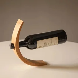 Bamboo Product Balance Red Wine Rack Single Wine Bottle Stand Decor Creative Wine Bottle Rack Display Stand Decoration