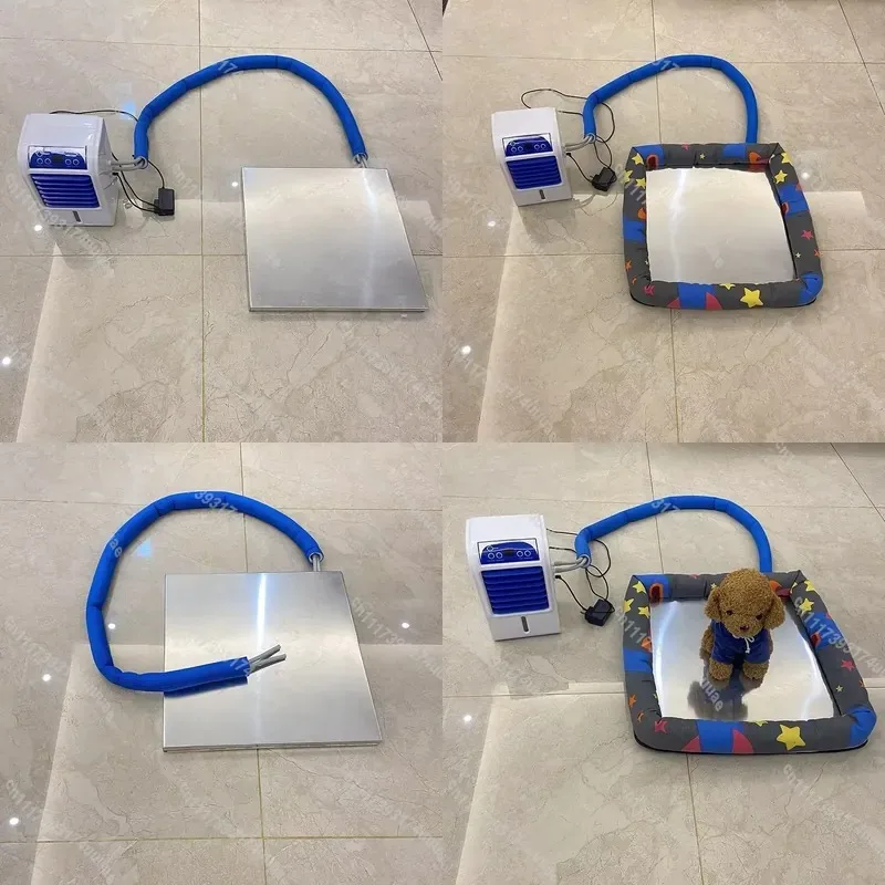 Summer Pet Cooling Mat Water Cooled Ice Pad Aluminum Heat Dissipation Fan Air Conditioner Cool Bed for Dogs Cats Anti Hot