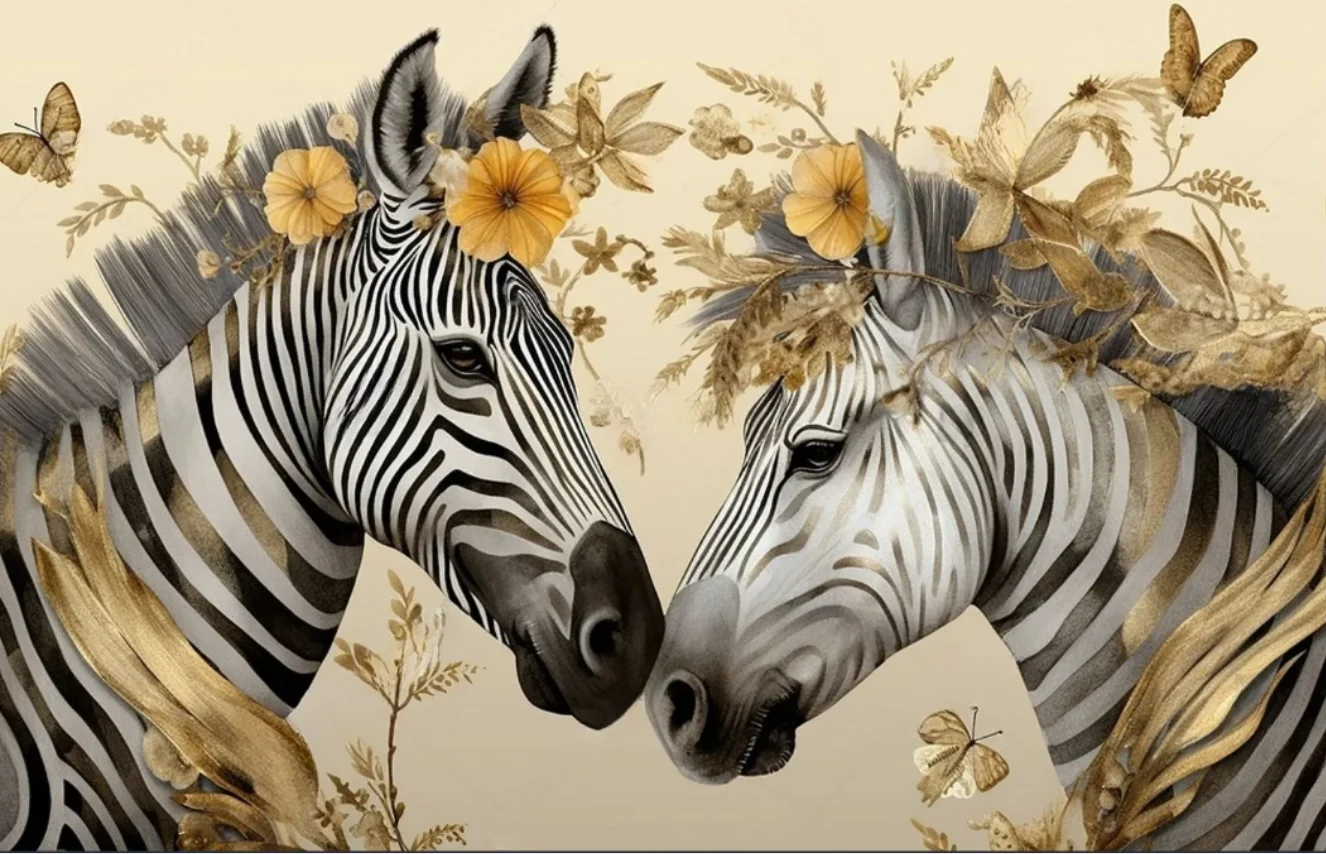 Custom 3d wallpaper new retro hand-painted black and white zebra animal living room children's room background wall wallpaper