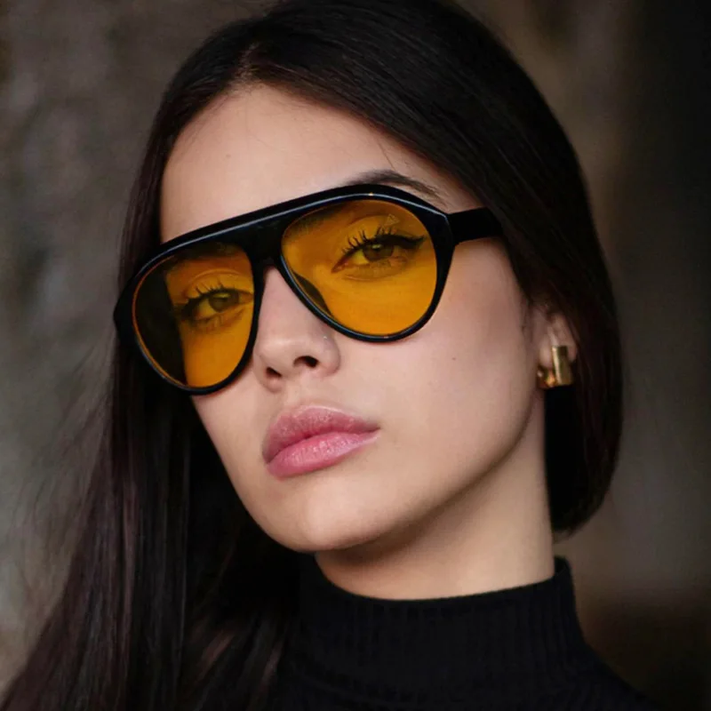 Gafas de sol de aviador de gran tamaño a la moda para mujeres y hombres, gafas de sol de marca con espejo de rana resistentes a los rayos ultravioleta UV400