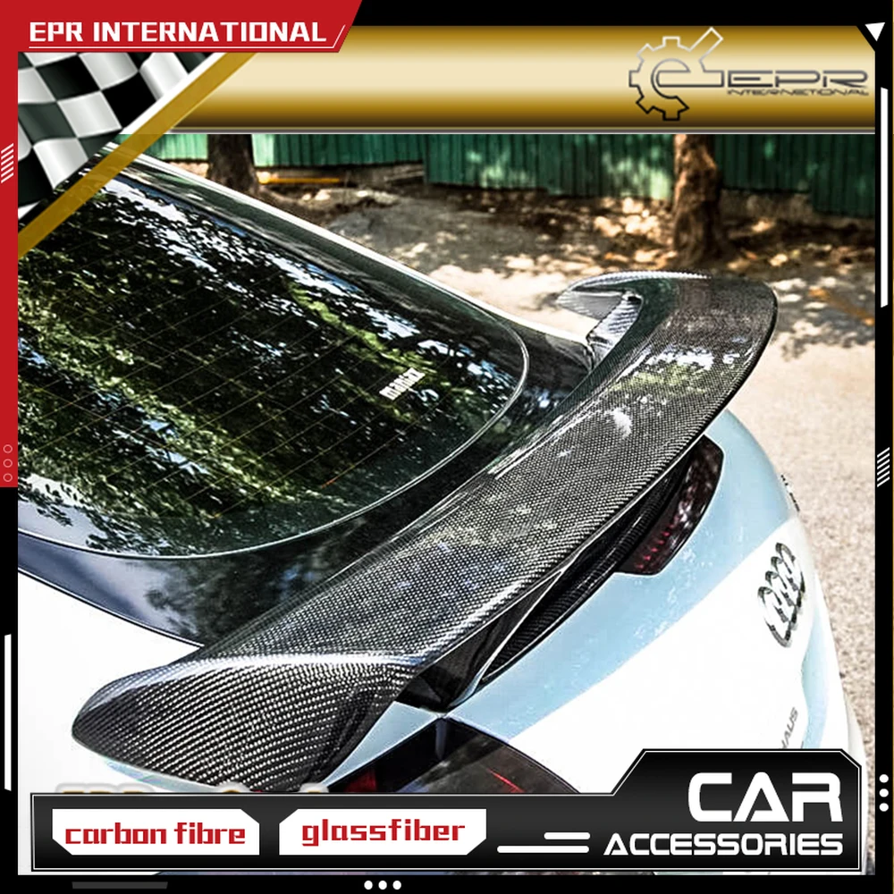 Car Styling For Audi TT MK2 (Type 8J) 2007-2012 RS Style Carbon Fiber Rear Spoiler(With base) Trim Glossy Carbon Wing Lip