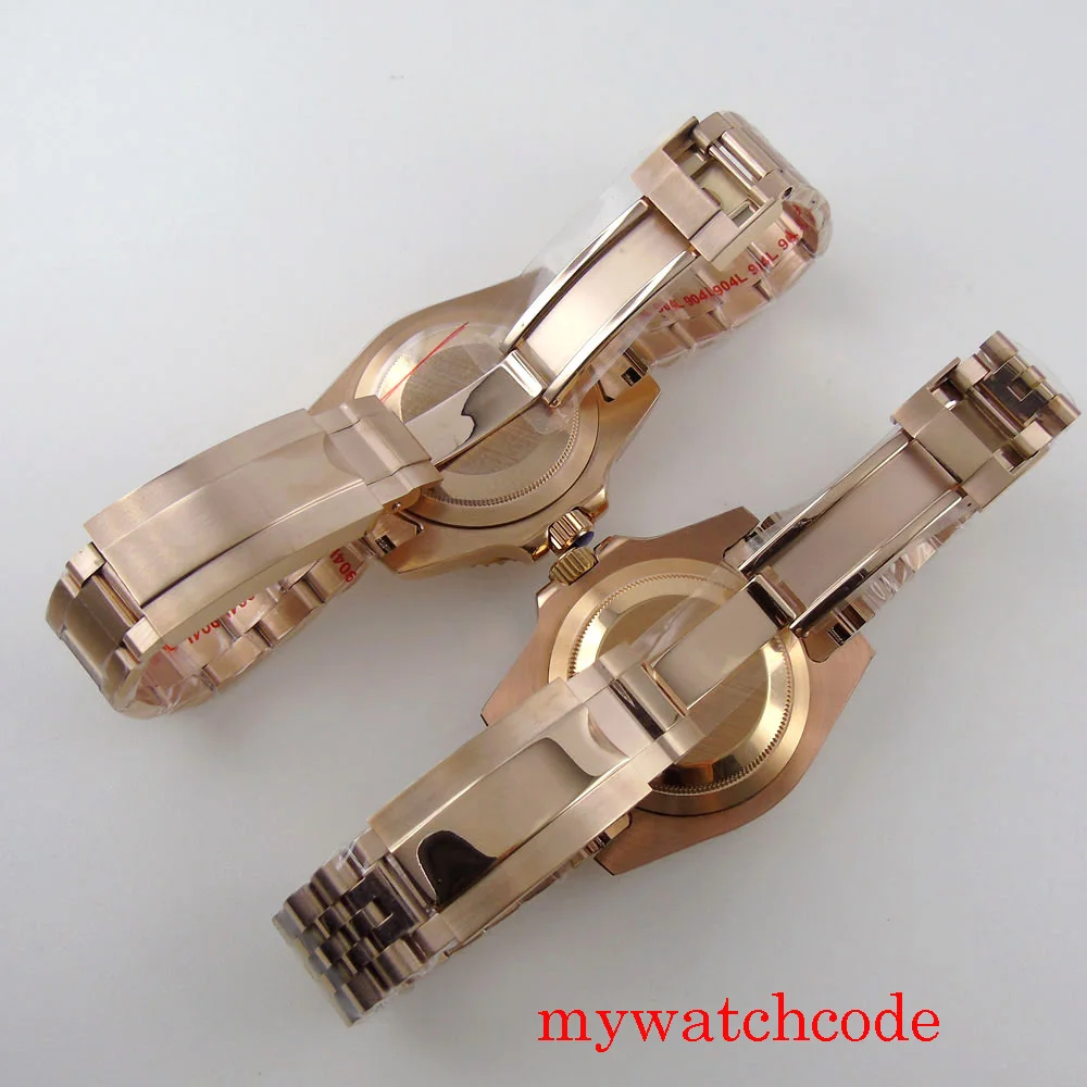 Boîtier de Montre Étanche en Or Rose, 20atm, 40mm, pour NH34, NH35, NH36, NH38, NH39, NH72, NH70, Verre Movt, Glissière Arrière, Serrure Foetale, Saphir