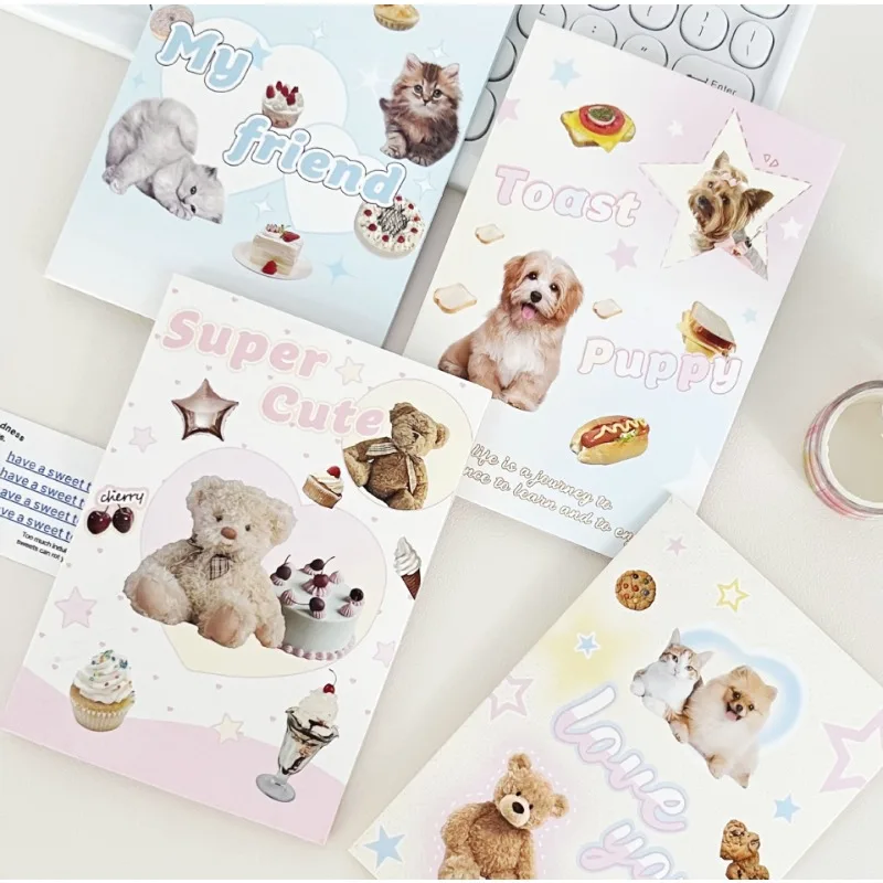 2024 Hot Y2K Cartoon Style Folding Card Out Card Set Card Head Gift Card Greeting Card Message Card Packing Materials