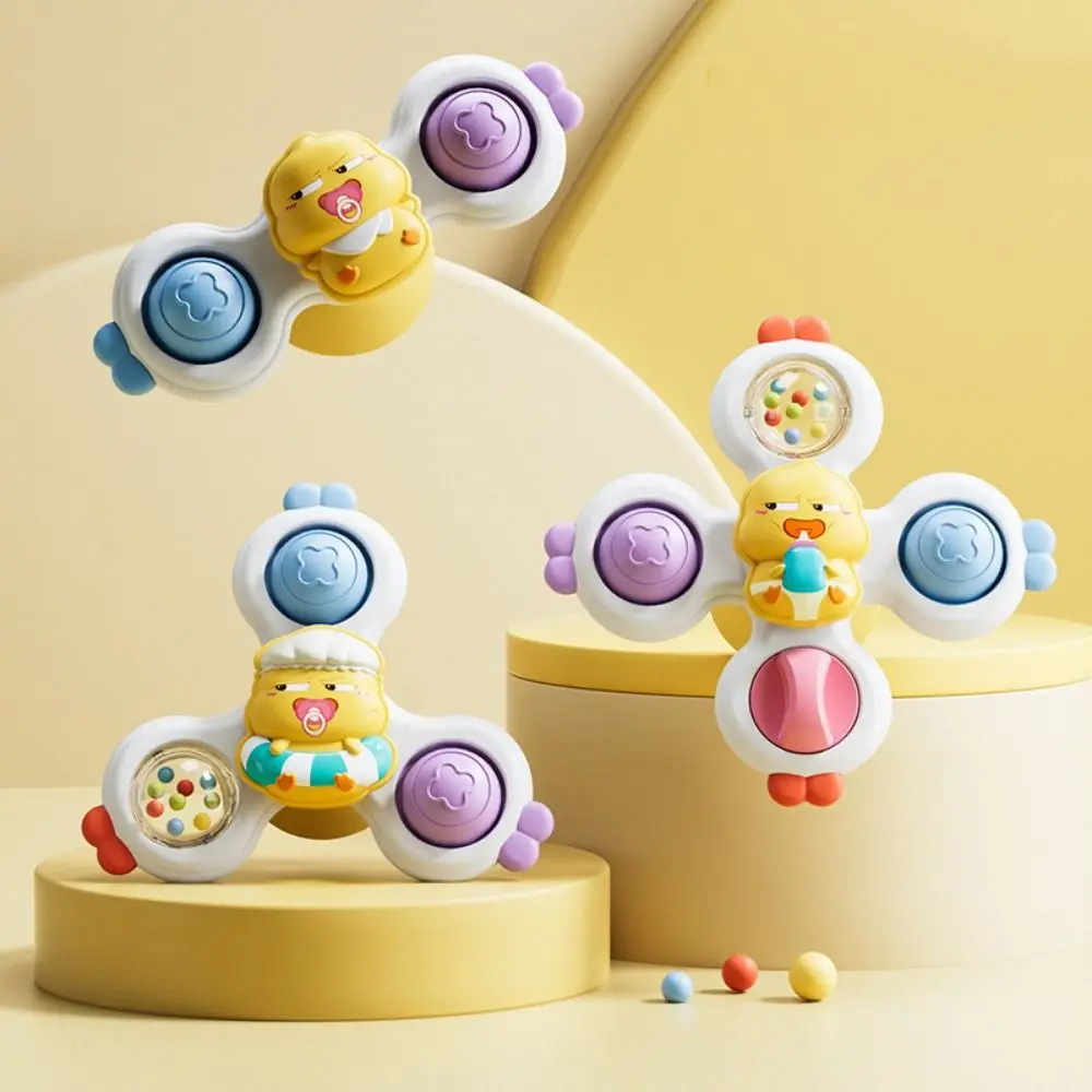 3Pcs/Set Cartoon Animal Pattern Children's Bathroom Bath Toys Suction Cup Rotating Rattle Cartoon Animal Spinner Durable