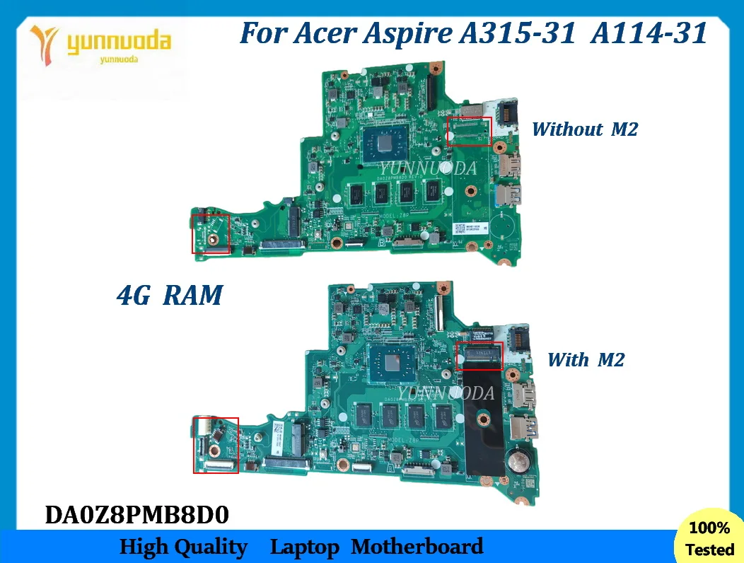 

DA0Z8PMB8D0 For Acer Aspire A315-31 A114-31 Laptop mo with N3350 N3450 CPU 4G RAM 0g 32g SSD 100% Tested good