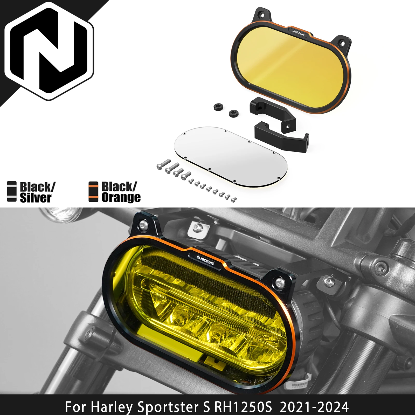 

NICECNC For Harley Sportster S RH1250S RH1250 S RH 1250S 2021-2024 2023 2022 Motorcycle Headlight Guard Cover Headlamp Protector
