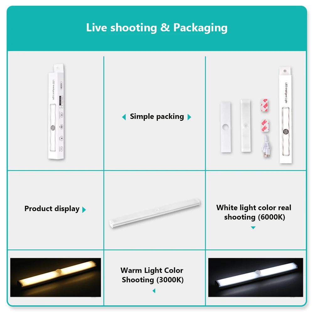 ไฟติดตู้แบบชาร์จไฟผ่าน USB 36V lampu tidur บาร์เซ็นเซอร์ตรวจจับการเคลื่อนไหวตู้แม่เหล็กไร้สายไฟตู้เสื้อผ้าขายส่ง