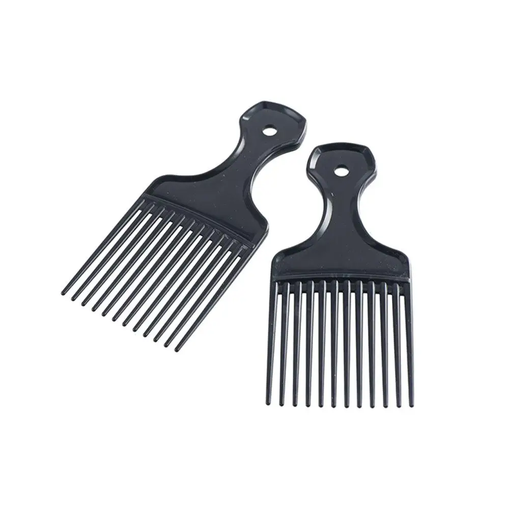Curly Afro Plastic Fork Hairbrush Black Wide Teeth Insert Hair Combs Massage Anti-Static Pick Comb Barber