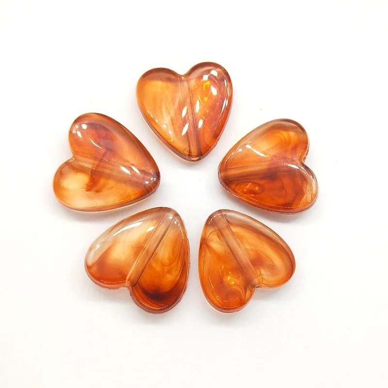 New Fashion 20mm 10pieces/bag Acrylic Brown Heats Smooth Beads Charms Pendant for DIY Jewelry Making Finding Accessories
