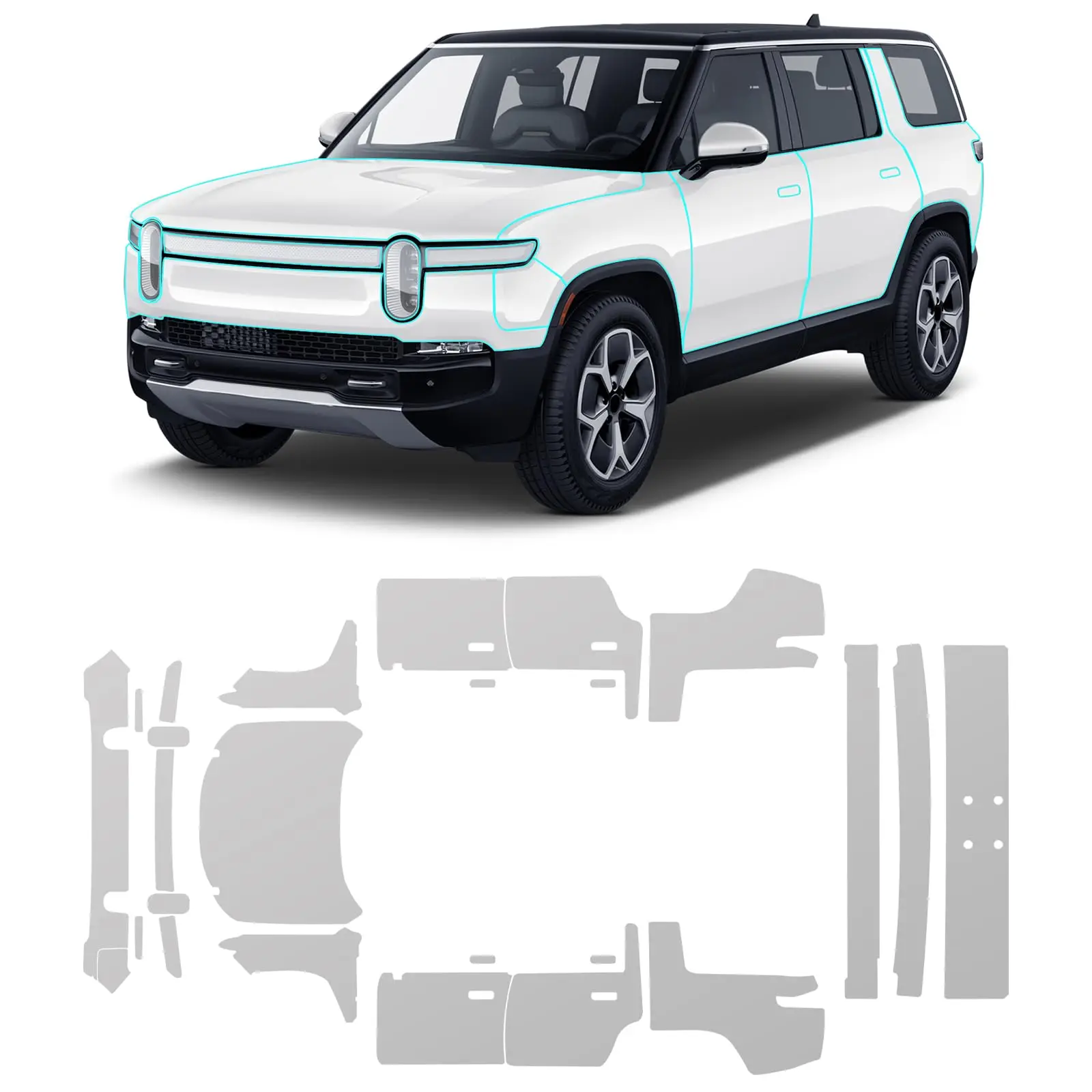 

For Rivian R1S 2021-2025 TPU Paint Protection Film Self-Healing Clear Bra Pre-cut PPF Kit Car Body Anti-Scratch Resistant