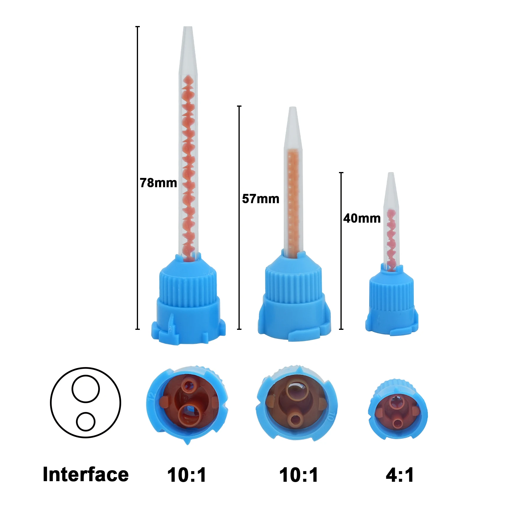 50Pcs/Bag Dental Materials Impression Mixing Tips Silicone Rubber Mix Head 10:1 Or 4:1 For Impression Mixing Dispensing Gun