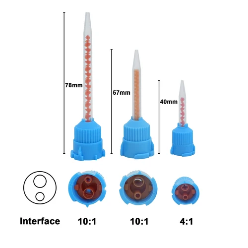 Imagen 2 del producto 50 unids/bolsa puntas de mezcla de impresión de materiales dentales cabezal de mezcla de goma de silicona 10:1 o 4:1 para pistola dispensadora de mezcla de impresión