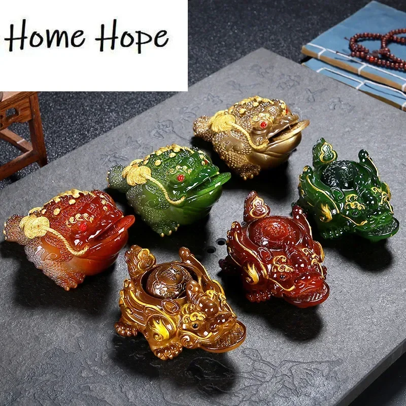 レトロな金色のヒキガエル像樹脂変色ティーペット幸運茶置物装飾品ティーセット装飾アクセサリーギフトを上げることができます