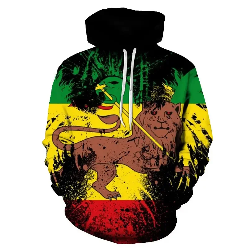 3D Ethiopia Flag Lion Emblem Totem Printed Hoodies For Men Kid Fashion Streetwear Hooded Hoody Unisex Cool Harajuku Y2k Clothing