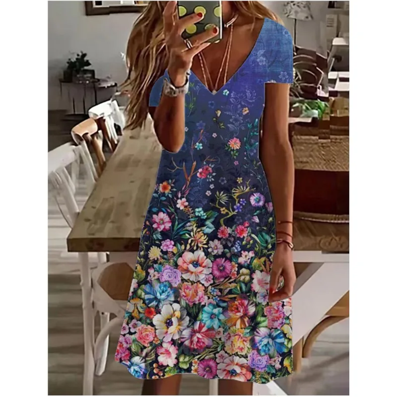 For Women Vintage's Ethnic Pressure Dress Was 2024 Shortly Handcuffed More Costumes In Fashion Casual Flower Dress Sundress