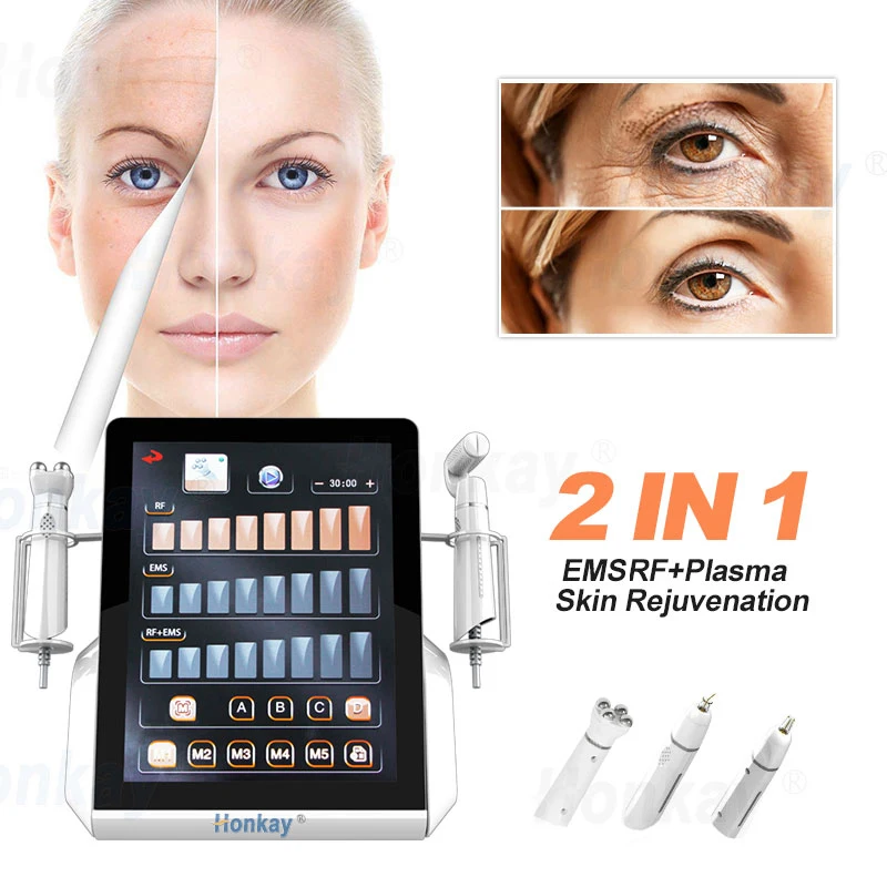 

Professional 2In1 Ems Cold Plasma Roller Pen RF Wrinkle Removal Eyelids Lifting Fibroblast Plasma Pen Skin Rejuvenation Machine