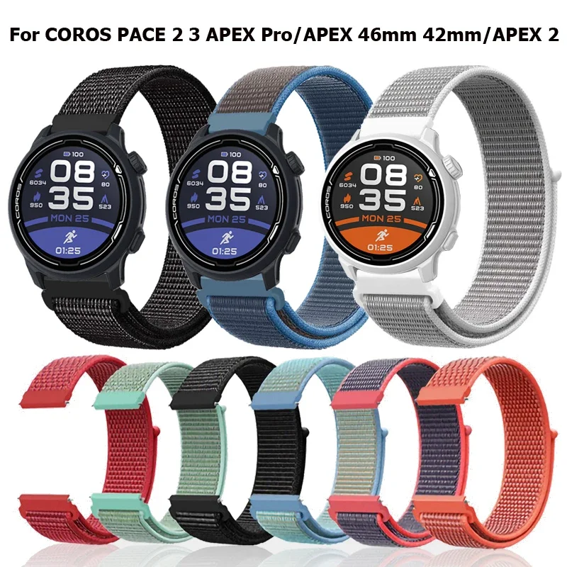 20 مللي متر 22 مللي متر حلقة النايلون ل COROS PACE 2 3 الرياضة سوار للساعة ل COROS APEX Pro/APEX 46 مللي متر 42 مللي متر/APEX 2 سوار ساعة ذكية Correa