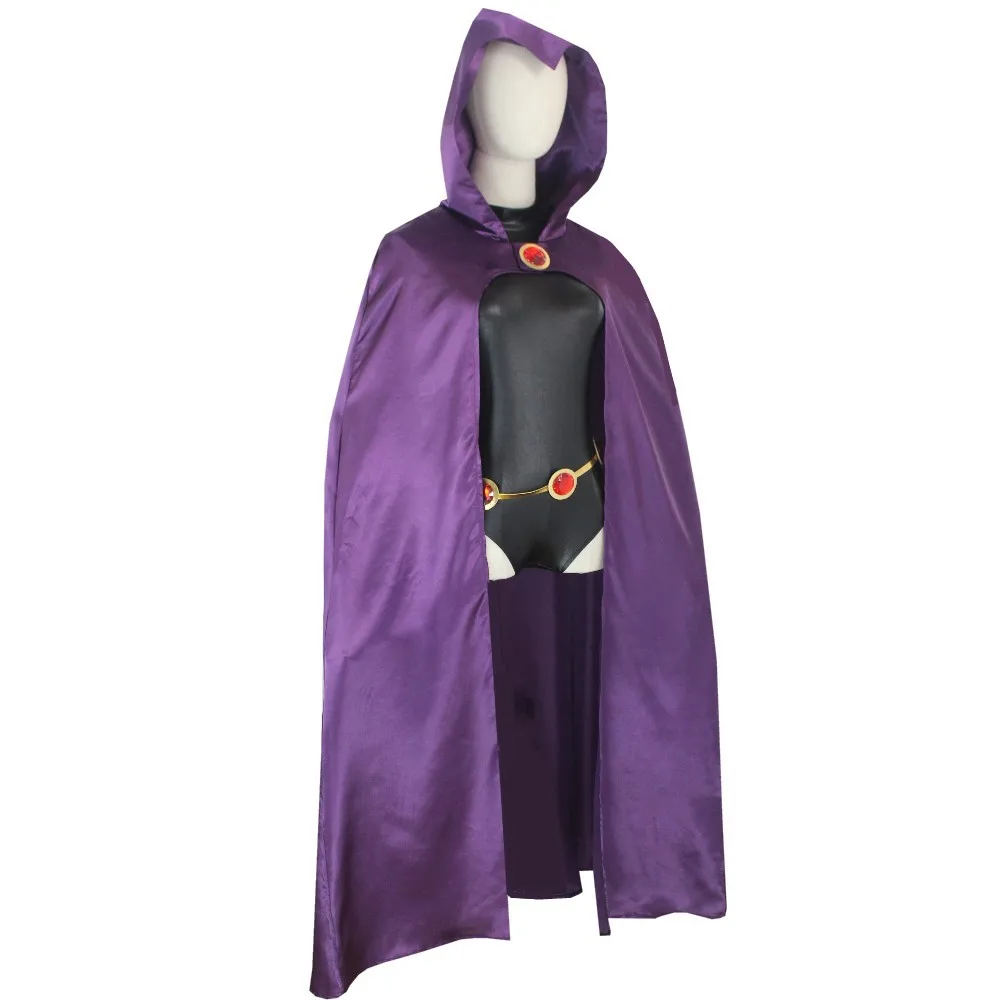 Teen Titans Raven Cosplay Costume Deluxe Jumpsuit Cloak Belt Suit Halloween Uniform for Women XS-3XL