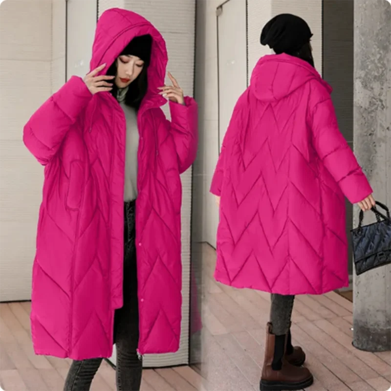 Imagem -06 - Cabolsa Monocromático e Reto de Inverno para Mulheres Parkas Casual Cabolsa Quente Puffer Parka Feminino Roupas para Cabolsas Novo 2023