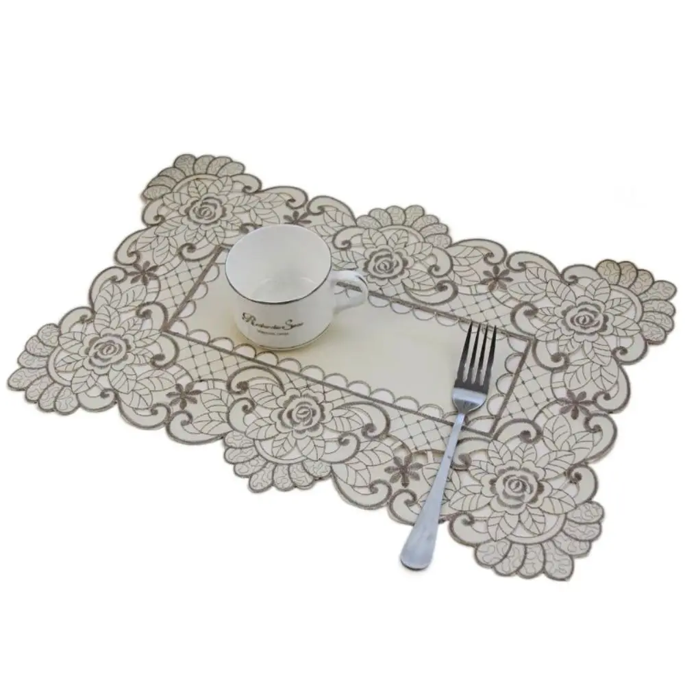 الشمال نمط خمر طاولة طعام مكان حصيرة عدم الانزلاق كبير الأزهار أدوات المائدة قابل للغسل النفط واقية الوقايات الشرب #1