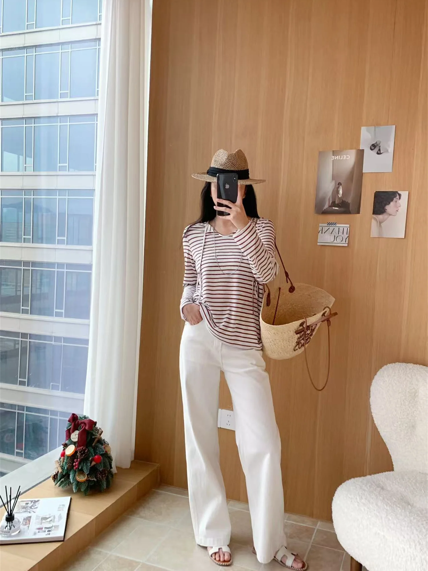 

High Waist Straight Leg Denim Jeans Women's Winter Season Four Way Stretch Loe Cotton Versatile White Jeans High Elastici