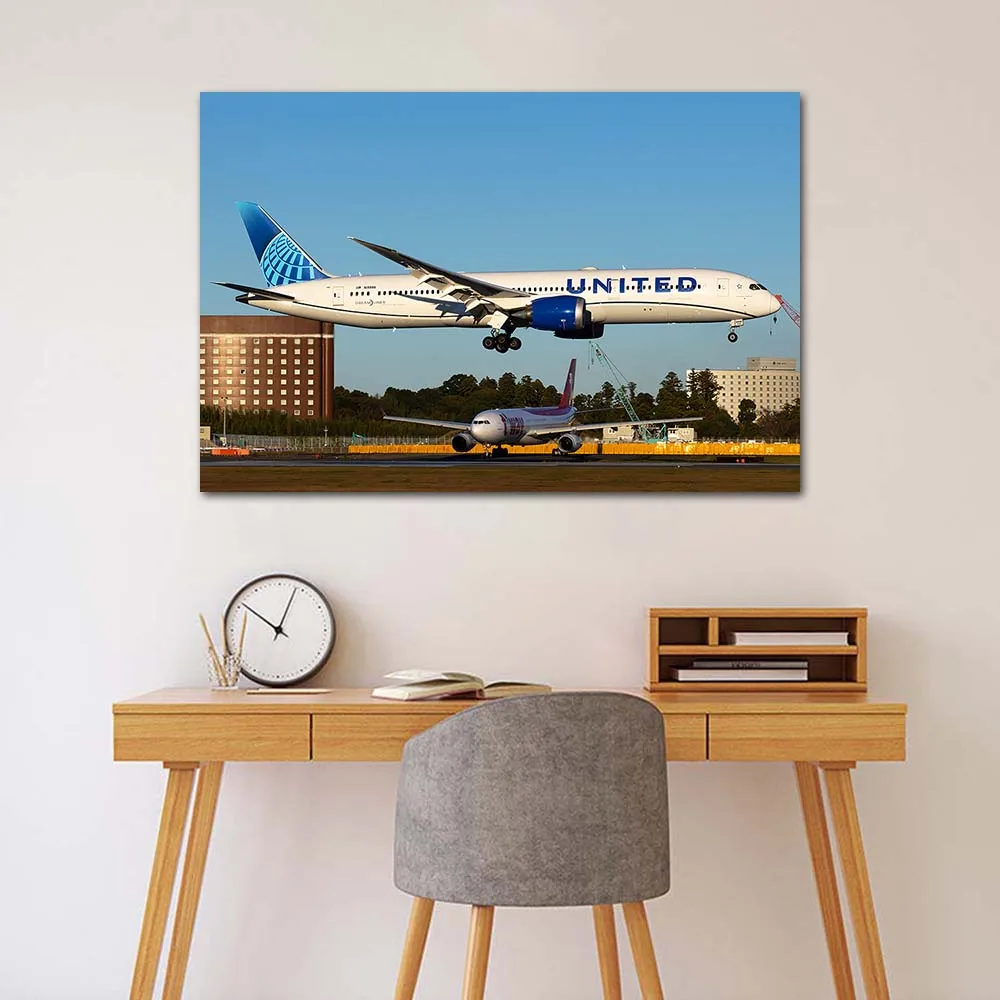 Boeing 787-9 Passenger Airplane Canvas Painting Contemporary Wall Art Home Decor Posters & Prints Decorative Pictures for Room