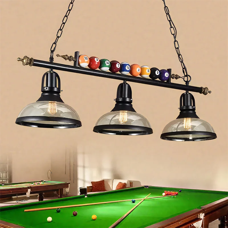 Three Heads Glass Pendant Light Vintage Billiards Decoration Pendant Lamp Creative Lamps Restaurant  Nostalgic Cafe Chandelier