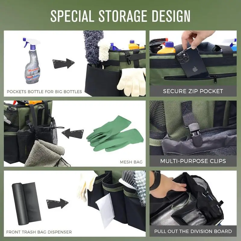 Wearable Cleaning Organizer with Handle & Straps for