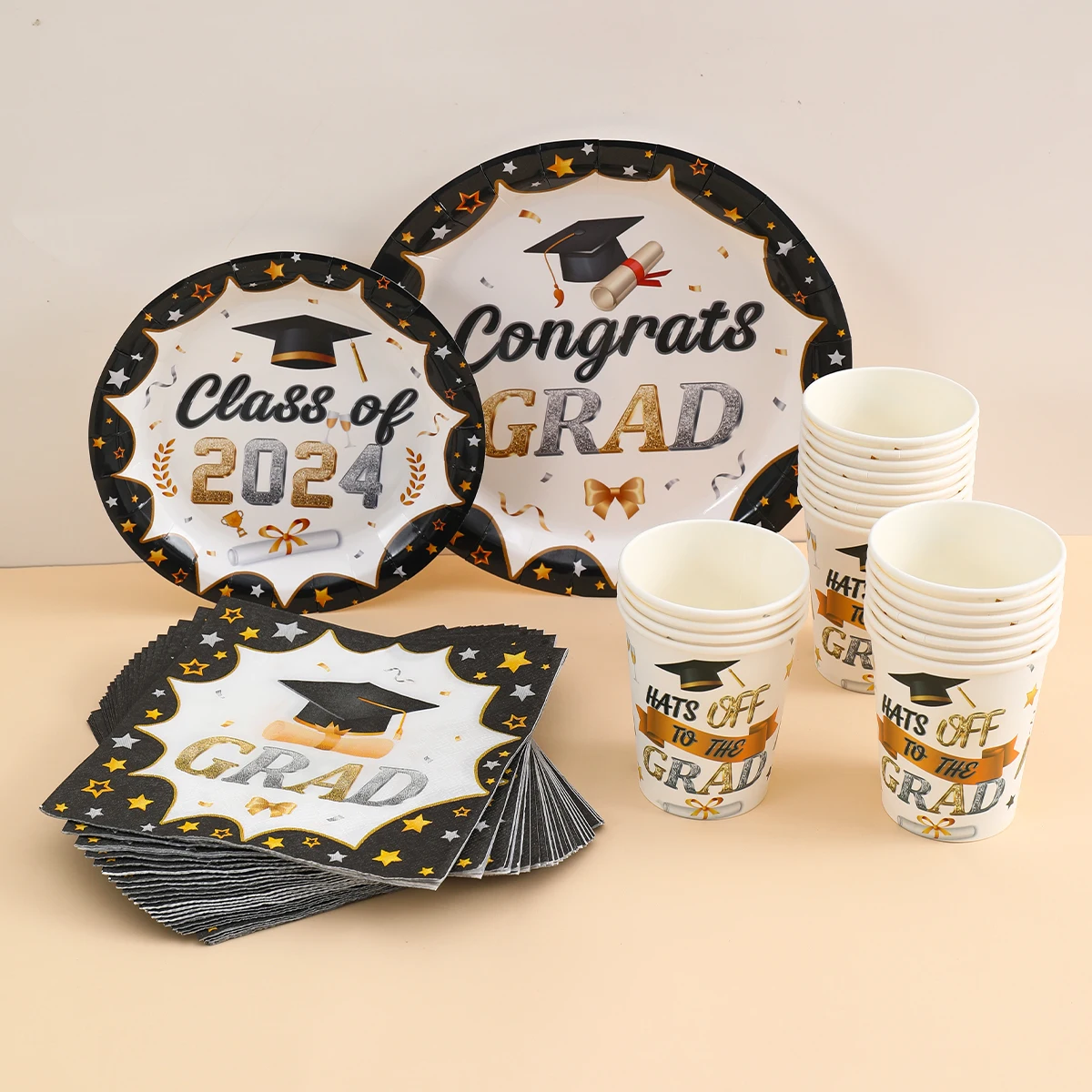 

Graduation Party Decoration Tableware Congrats Grad Theme Disposable Plates Cups Napkins Graduation Party Decorations 2024