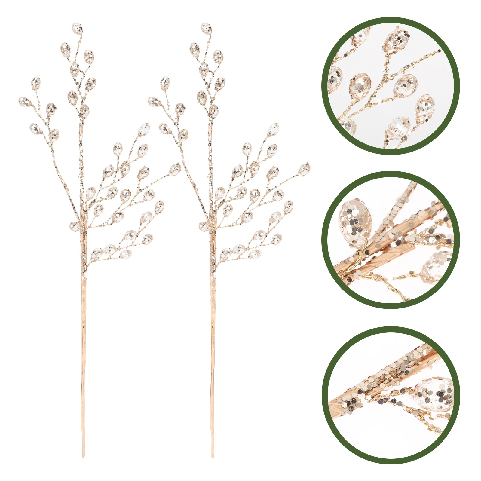

2Pcs Xmas Acrylic Stems Christmas Decoration Artificial Berry Branches for Vase Floral Arrangement Artificial Plants