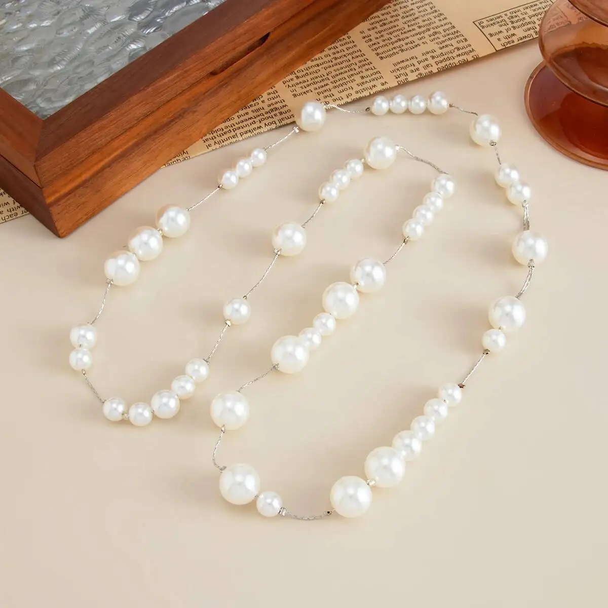 KunJoe أنيقة تقليد اللؤلؤ سلسلة طويلة قلادة للنساء الكورية موضة الأبيض مطرز سترة سلسلة السنة الجديدة مجوهرات الزفاف