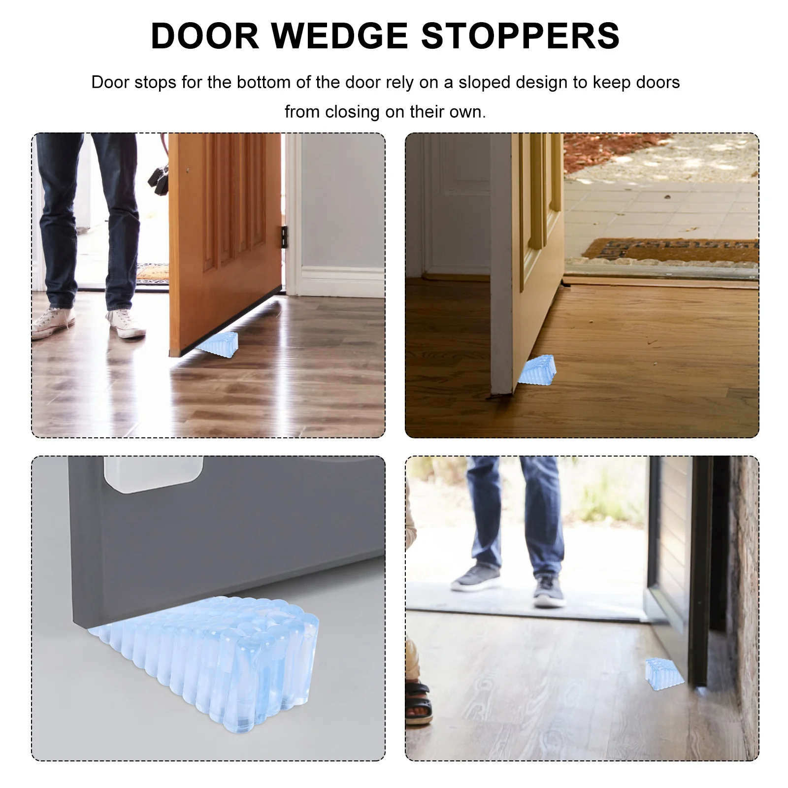

6Pcs Door Wedge Stoppers Heavy Duty PVC Anti-Skid Floor Door Stop for Home Use on Hardwood Tile Stone Concrete Linoleum