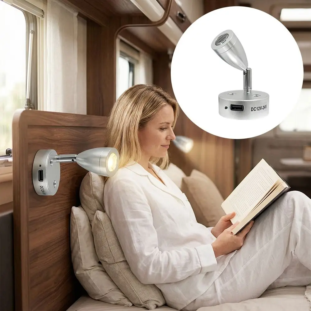 USB Powered LED Reading Light 3 W LED Bedside Lamp Spot Light Wall Mount Interior Lighting Caravan Light Bedside Use