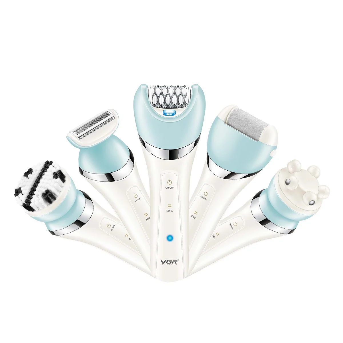 5 in 1 Women's Electric Epilator Female Shaver Leg Body Hair Removal Lip Chin Depilatory Lady Bikini Trimmer Facial Hair Remover