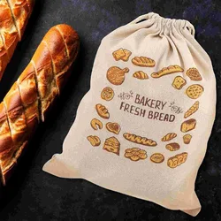 Linen Bread Bags Reusable Food Storage Bags Large Drawstring Cotton Baguette Bag Fresh Eco Friendly Keeping Kitchen Organizer