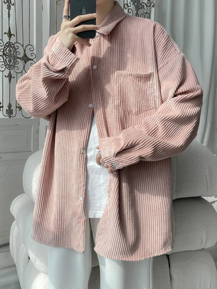 

Men's Long Sleeve Shirt Anti-Wrinkle Velvet Jacket American Retro Style Spring New Arrival Casual Comfortable Fashionable