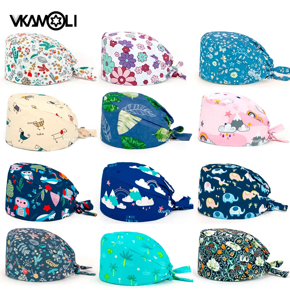 Uitverkoop Meerdere Kleur Scrub Caps Vrouwen Lab Icu Verpleging Hoed Verpleegkundige Scrub Werken Hoed Tandarts Hoed Verpleegkundige Accessoires