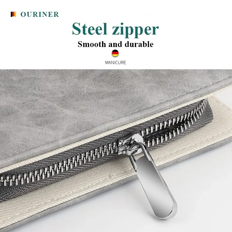 Maniküre-Set mit Morandi Grey erstklassigen Voll narben Rindsleder Verpackung Nagel knipser Kits perfekte Geschenk Freunde Familie