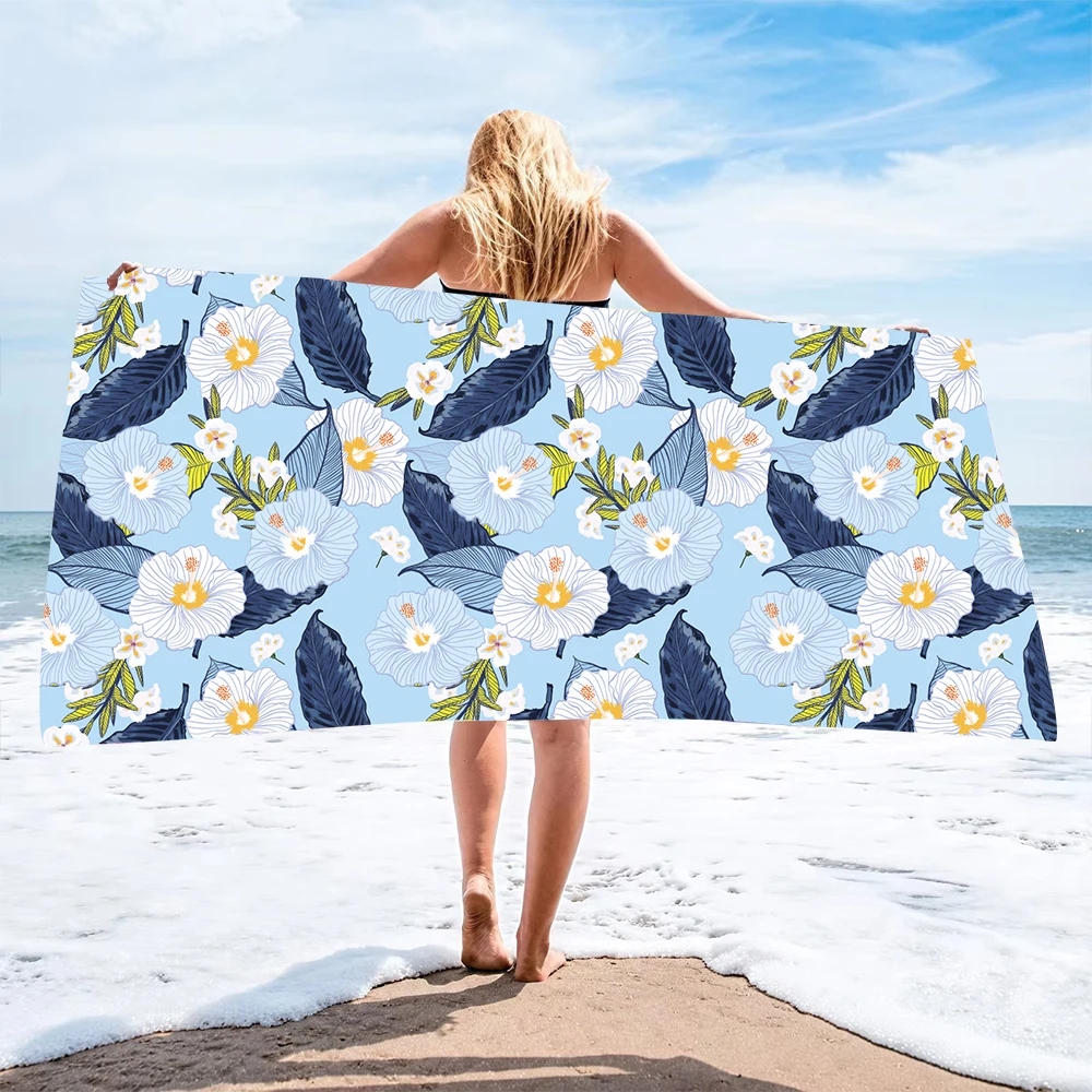 

blue white flower pattern Microfiber Towel Quick Dry Towel Travel Towel Sports Towel Beach Towel Sandproof Soft Light Towel