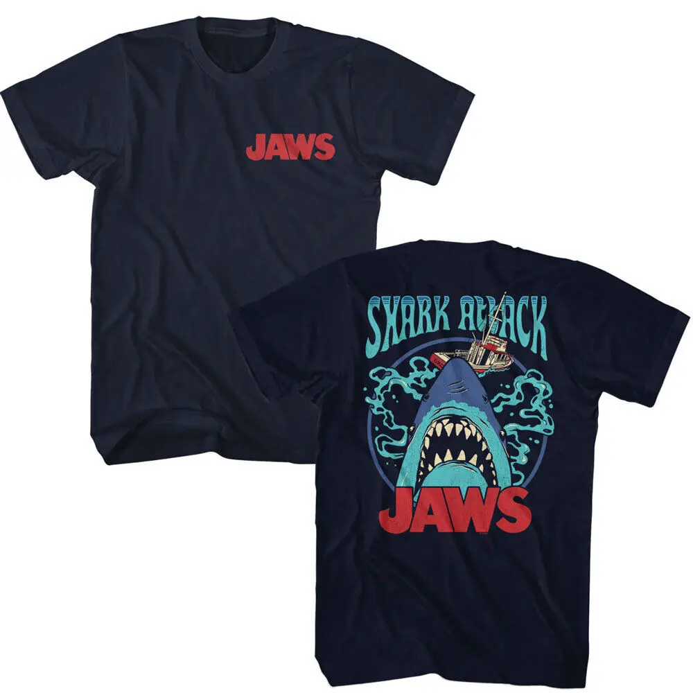 

Jaws 70's Thriller Movie Shark Attack Orco Boat Splahing Water Men's T Shirt