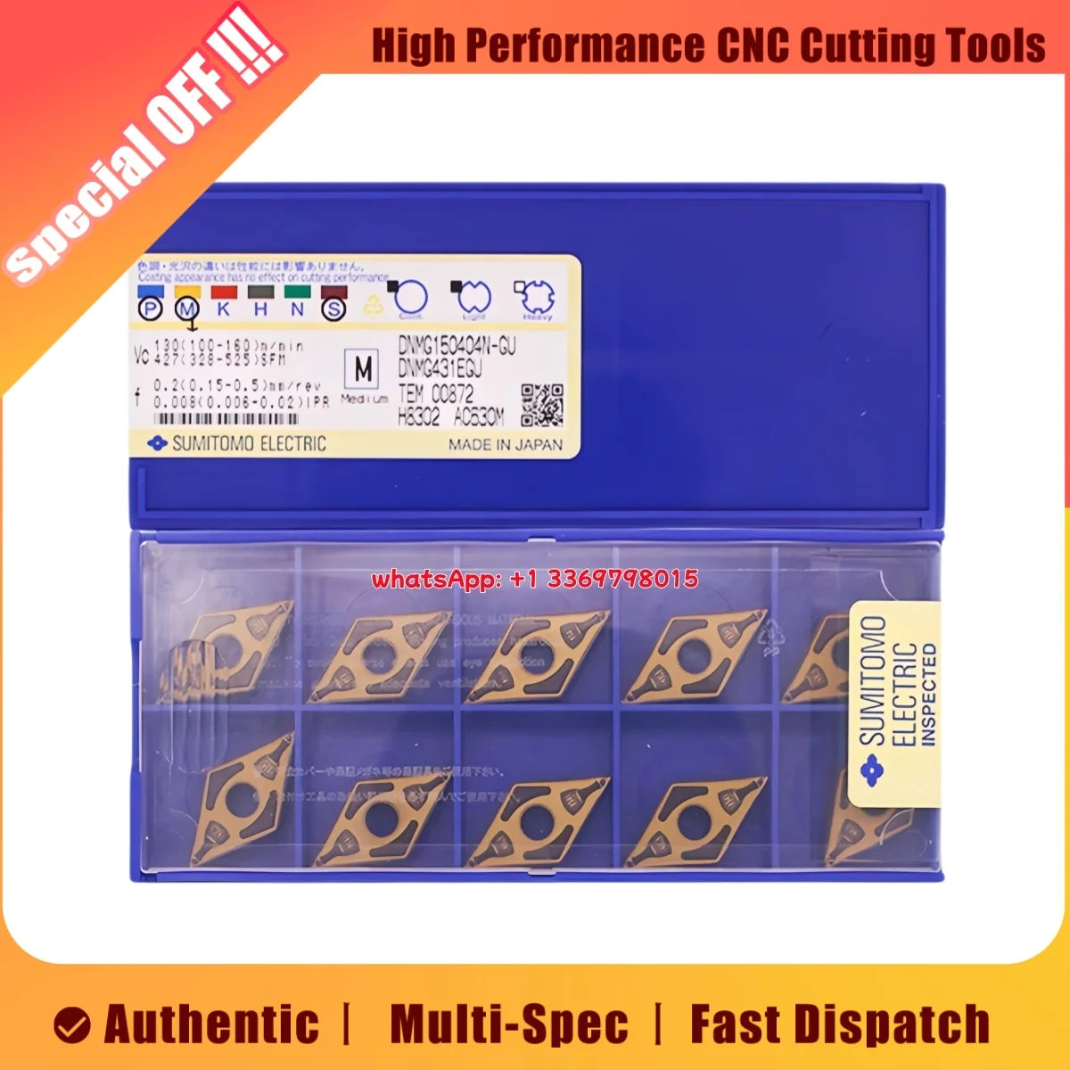 

10 шт. SUMITOMO Оригинальный DNMG DNMG15 DNMG1506 08 DNMG1504 02 04 08 N-GZ MU SU EX AC410K AC415K AC510U AC520U Токарная вставка