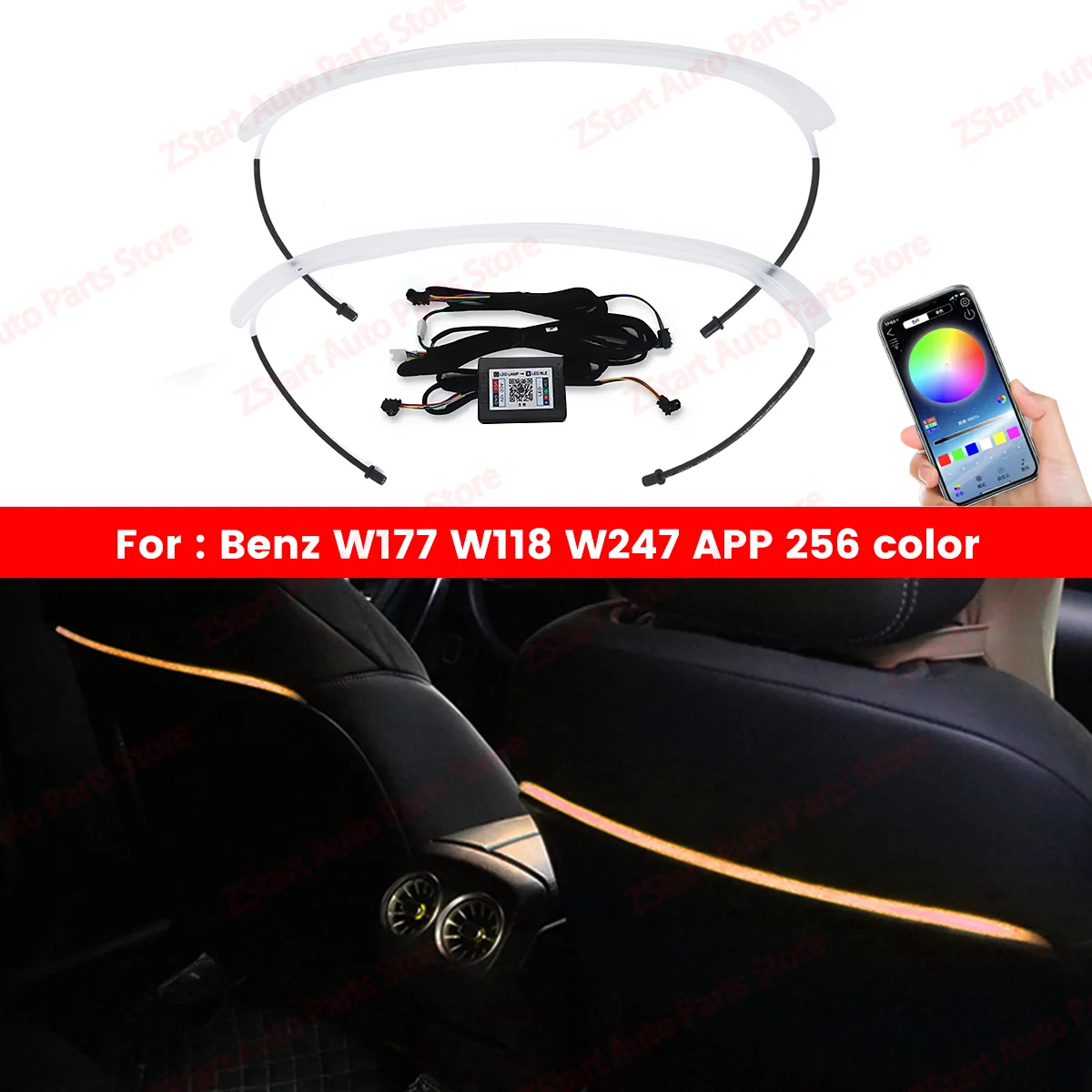 

256 Colors LED W177 Seat Back Lamp Backrest Ambient Light For Mercedes Benz CLA GLA W118 W246 GLB B APP Control